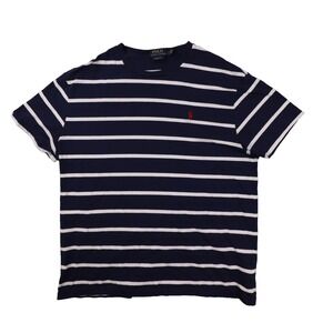 Polo Ralph Lauren Classic Fit Navy Blue Striped Short Sleeve T Shirt Men's Large